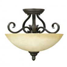  1567-SF PC - Riverton Semi-Flush in Peppercorn with Linen Swirl Glass